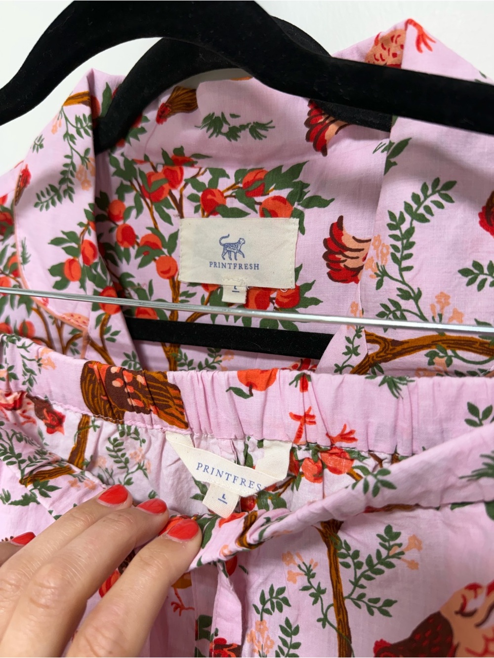Printfresh Pink Chicken Hen Pajama Set Shorts PJ Size L NWT - Picture 5 of 5